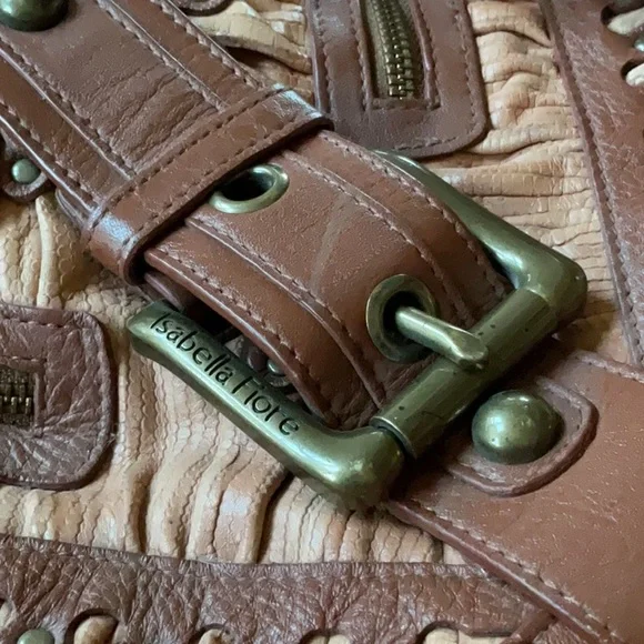 Isabella Fiore Tan Hobo Bag with Textured Leather - Picture 8 of 8